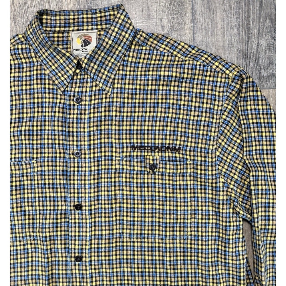 Y2K Vintage MECCA USA Denim Button Up Plaid Flannel Board Shirt Tab Size XL